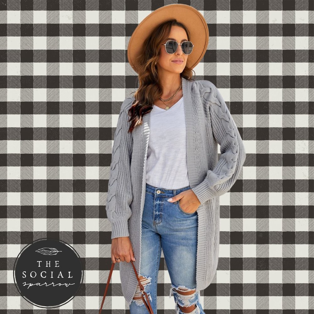 Gray Cable Cardigan